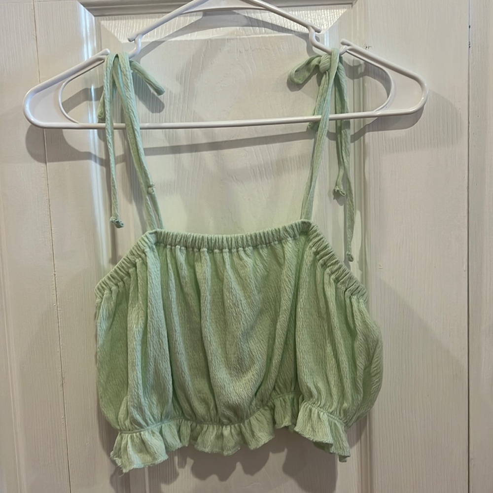 Mint Green Ruched Crop Top